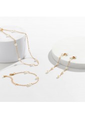 Golden Alloy Earrings and Necklace and Bracelet | thumb picture 