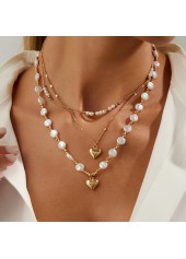 Golden Color Heart Alloy Detail Necklace