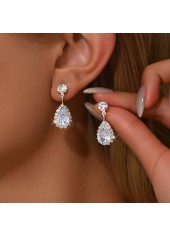 Silver Color Droplet Artificial Zircon Earrings