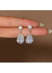 Silver Color Droplet Artificial Zircon Earrings | thumb picture 