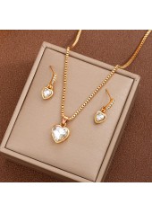 Golden Heart Alloy Earrings and Necklace | thumb picture 