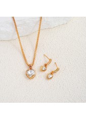 Golden Heart Alloy Earrings and Necklace | thumb picture 
