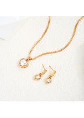 Golden Heart Alloy Earrings and Necklace | thumb picture 