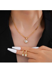 Golden Heart Alloy Earrings and Necklace | thumb picture 