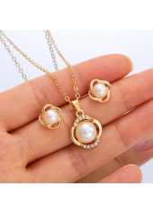 Golden Color Alloy Earrings and Necklace