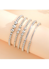 Silver Round Beaded Design Bracelet Set | thumb picture 
