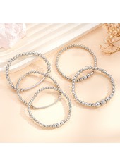 Silver Round Beaded Design Bracelet Set | thumb picture 