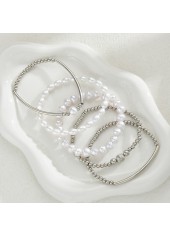 Silver Pearl Beaded Design Bracelet Set | thumb picture 