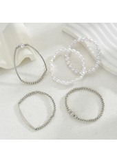 Silver Pearl Beaded Design Bracelet Set | thumb picture 