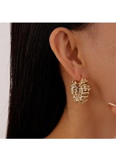 Golden Color Alloy Detail Rhinestones Earrings | thumb picture 