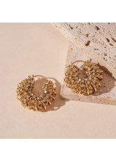 Golden Color Alloy Detail Rhinestones Earrings | thumb picture 