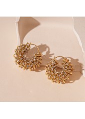 Golden Color Alloy Detail Rhinestones Earrings | thumb picture 
