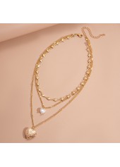 Golden Color Heart Alloy Detail Necklace | thumb picture 
