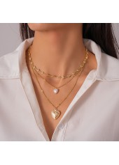 Golden Color Heart Alloy Detail Necklace | thumb picture 