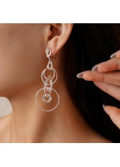 Silver Color Round Copper Detail Earrings | thumb picture 
