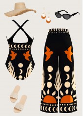 Tummy Control Tribal Print Black One Piece Swimwear | thumb picture 