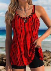 Tummy Coverage Tie Dye Print Red Tankini Top-No Bottom | picture 1