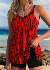 Tummy Coverage Tie Dye Print Red Tankini Top-No Bottom | picture 3