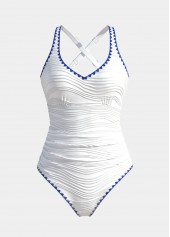 Thigh Slimmer Marine Life Print White One Piece Swimwear | thumb picture 