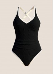 Tummy Control Floral Print Black One Piece Swimwear | thumb picture 