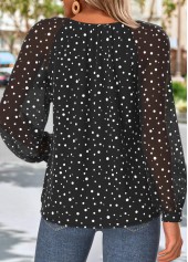 Black Tummy Coverage Polka Dot Long Sleeve Blouse | thumb picture 