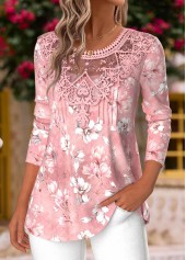 Pink Tummy Coverage Floral Print Long Sleeve T Shirt | thumb picture 