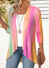 Multi Color Tummy Coverage Ombre Long Sleeve Lightweight Cardigan | thumb picture 