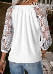 Raw White Tummy Coverage 3/4 Sleeve V Neck Blouse | thumb picture 
