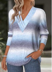 Light Blue Tummy Coverage Ombre Long Sleeve T Shirt | thumb picture 