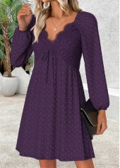 Dark Purple Tummy Coverage Short Long Sleeve Dress | thumb picture 