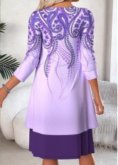 Purple Tummy Coverage Tribal Print Dress and Cardigan | thumb picture 