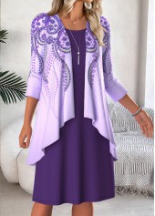 Purple Tummy Coverage Tribal Print Dress and Cardigan | thumb picture 