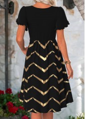 Black Tummy Coverage Short Sleeve Square Neck Dress | thumb picture 