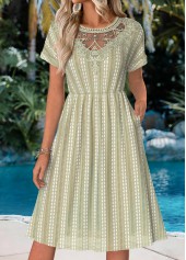 Sage Green Tummy Coverage Floral Print Short Sleeve Dress