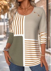 Sage Green Tummy Coverage Geometric Print T Shirt | thumb picture 