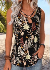 Multi Color Tummy Coverage Floral Print Sleeveless Tank Top | thumb picture 