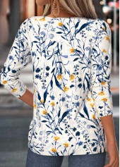 Beige Tummy Coverage Floral Print Long Sleeve T Shirt | thumb picture 