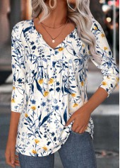 Beige Tummy Coverage Floral Print Long Sleeve T Shirt | thumb picture 