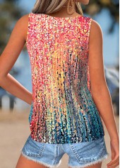 Coral Tummy Coverage Ombre Sleeveless V Neck Tank Top | thumb picture 