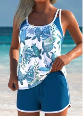Layered High Waisted Marine Life Print Tankini Set | thumb picture 