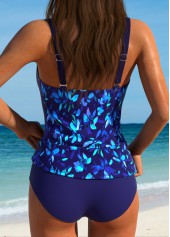 Mid Waisted Floral Print Purplish Blue Tankini Set | thumb picture 