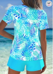 Tummy Coverage Mid Waisted Tropical Plants Print Tankini Set | thumb picture 