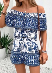 Blue Tummy Coverage Tribal Print Short Sleeve T Shirt | thumb picture 