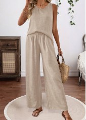 Light Camel Tummy Coverage Sleeveless Round Neck Top | thumb picture 