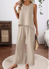 Light Camel Tummy Coverage Sleeveless Round Neck Top | thumb picture 