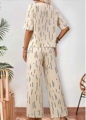 Beige Two-piece Geometric Print Ankle Length Short Sleeve Top | thumb picture 