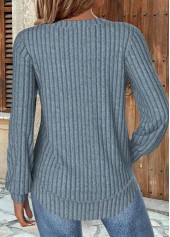Dusty Blue Long Sleeve Round Neck Sweatshirt | thumb picture 