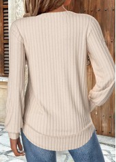 Beige Long Sleeve Round Neck Sweatshirt | thumb picture 