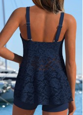 Tummy Coverage Mid Waisted Tropical Plants Print Tankini Set | thumb picture 