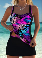Tummy Coverage Mid Waisted Marine Life Print Tankini Set | thumb picture 